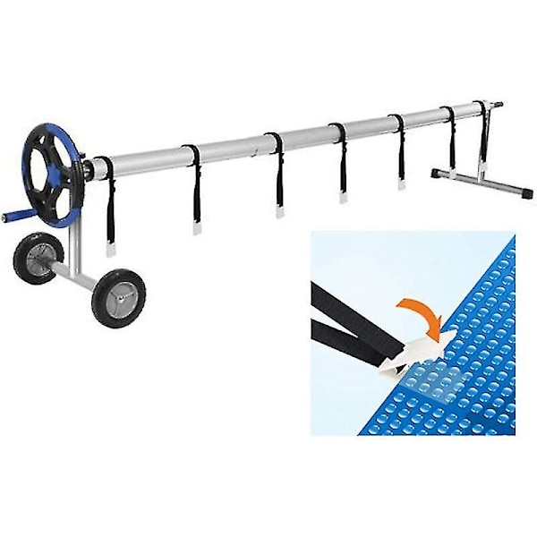 Pool Cover Reel til overjordiske pools, Pool Cover Reel, Swimming Pool Cover Reel, Rustfrit stål bevægeligt Reel System, 8stk Reel Fixing Kit
