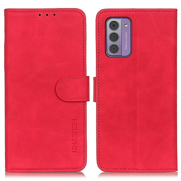 Stötsäker telefonfodral i retrostil med plånboksstativ i läder till Nokia G42 - Röd