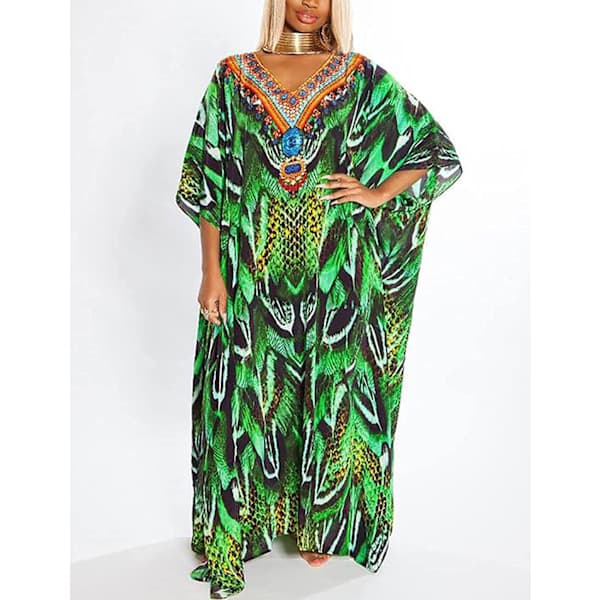 Strandkaftan-kjole for kvinner, badekåpe