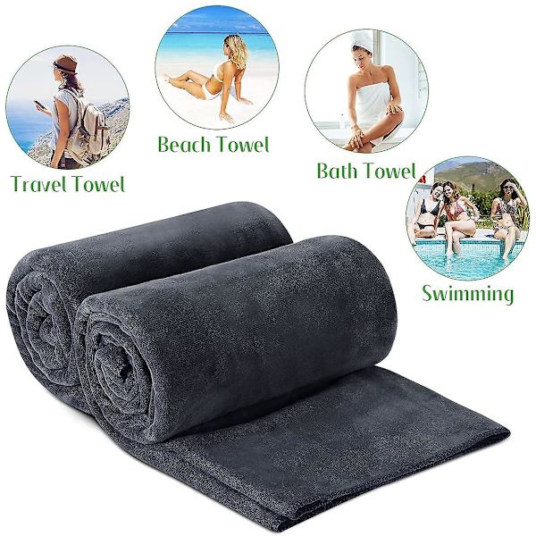 2 badlakan, Renfox badlakan 80*180cm stora mycket absorberande handdukar för bastu dusch simning badrum hotell resor(grå)