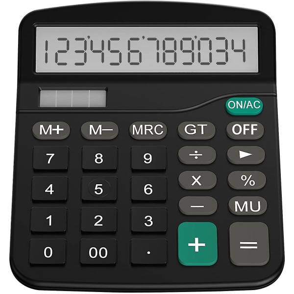 Standard Function Desktop Calculator Large Screen Double Power Supply Accounting And Financial Computer (black)