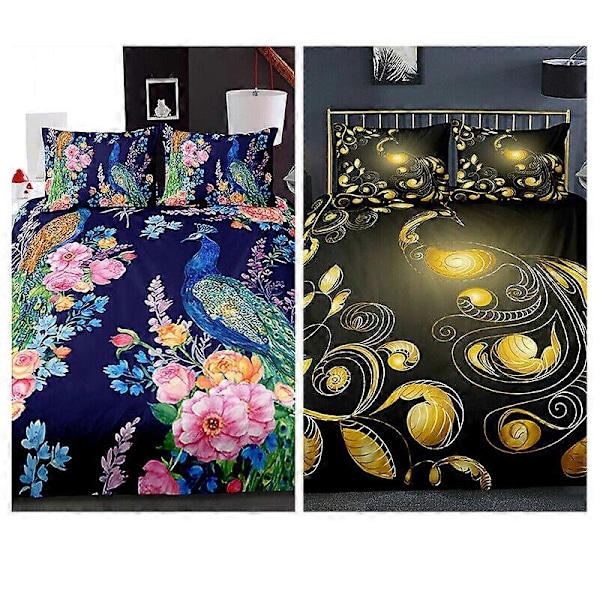 v5645 Sängkläder Påfågel Blommigt Påslakan Doona Set Super Sängkläder Sänglakan IU5645 200x200cm 78x78in