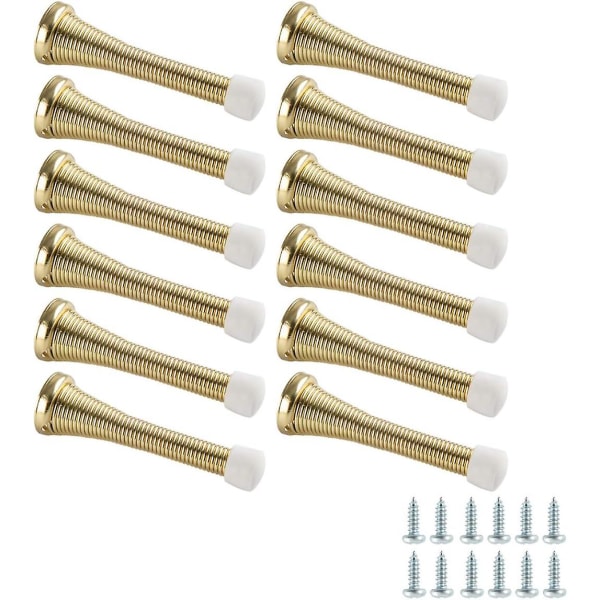 Set of 12 spring door stops - polished brass