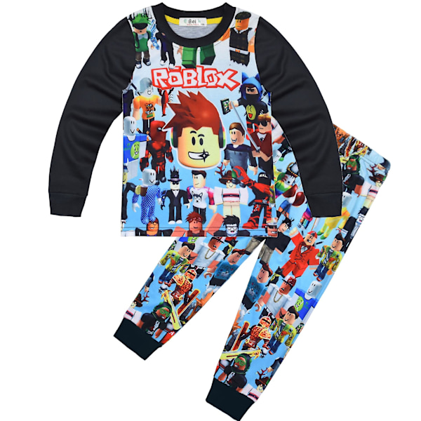 Game Roblox Big Children 120-170 Yards Home Clothes Suit Long-sleeved Two-piece Pajamas 565 black 130