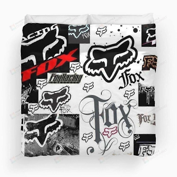v2446 Sängkläder Fox Motocross Racing Bild Collage Täcke Påslakan Set Barn Mjukt Örngott 3-Delars Sängklädesset (1 Påslakan + 2 Örngott) B 135x200cm 53x78in