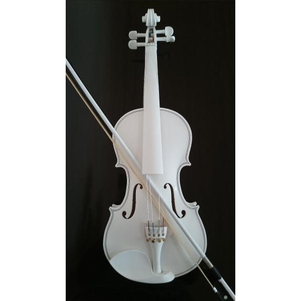 Akustisk violin fuld 4/4 ahorn gran med sag bue kolofonium helt hvid farve