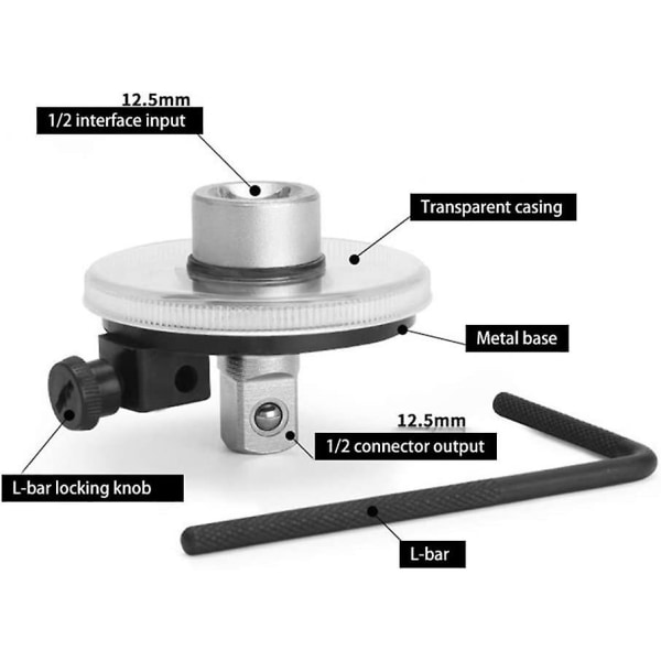 Vinkelvridningsmåler Vridningsmåler Vridningsmåler Vinkelvridningsnøkkel 360 dreiemomentmåler Justerbar adapter