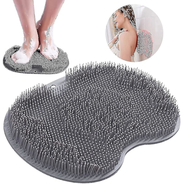 Non-slip Silicone Back Massager Mat, Massage Cleanser With Non-slip Suction Cups, Back Exfoliator - Cleans, Exfoliates, Massages Your Back (gray)