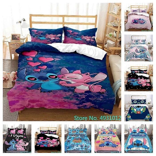 v4883 Sängkläder Lilo och Stitch Heminredning Sängset Tecknad Donna Örngott Mjuka Sängkläder Sänglakan IU4883 200x200cm 78x78in