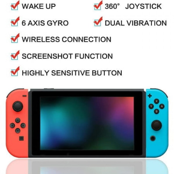 Spelkontroll (l/r) För Nintendo Switch-kontroller- Neonröd/neonblå trådlös speljoypad
