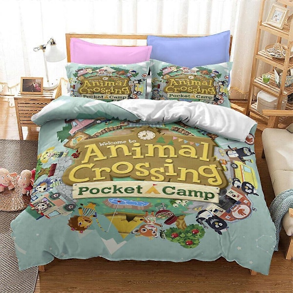 v5795 Sängkläder Animal Crossing Sängset 3 Delar Påslakan Örngott Överdrag Barn Presenter Sängkläder IU5795 135x200cm 53x78in