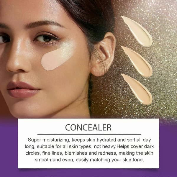 Dekningsconcealer, dobbeltsidig concealer med børste, lett, langvarig, vanntett, foundationconcealerstift B