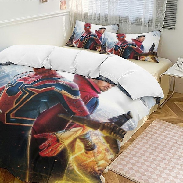 c123 Spider-Man -vuodevaatesetti, 3-osainen pehmeä ja lämmin vuodevaatesetti, jossa 1 pussilakana ja 2 tyynyliinaa makuuhuoneeseen, ympärivuotiseen käyttöön hno123 240x260cm 94x102in