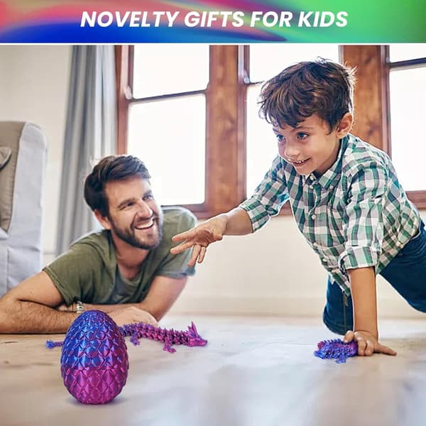 3D-printet drage med drageegg, drageleke til påskekurven, 3D-drage dinosaur egg skrivebordsleke, påskeeggdekorasjon