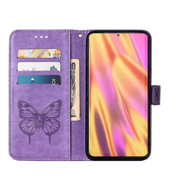 Yhteensopiva Samsung Galaxy S23 Ultra 5g -kääntökuori Premium-nahkaembossing magneettinen Violet