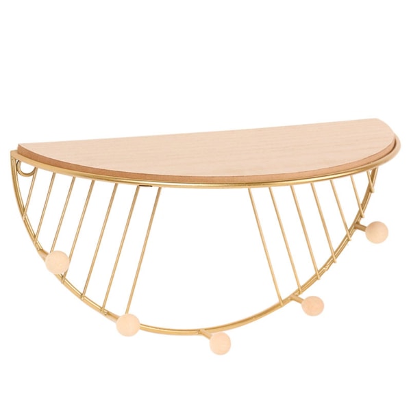 Halvrunde flytende hyller Veggmontert Rustikk jern Vegglagringshyller Organizer Decor Gold Small Semicircle