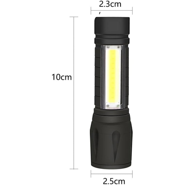 1 st Cob ficklampa Handhållen ficklampa Nödficklampor Ficklampa för utomhus USB-laddad ficklampa