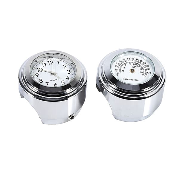7/8\" 1\" Motorcykelstyr Montering Ur & Termometer Temp Hvid