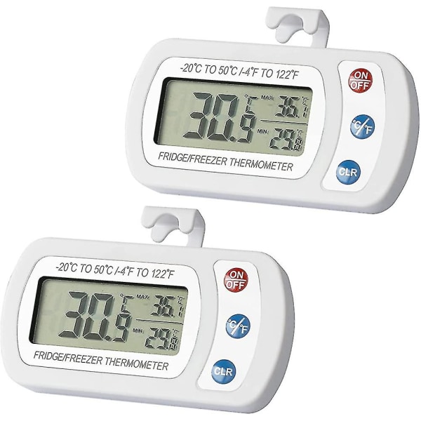 2 stk. køleskabs termometer digitalt vandtæt termometer køleskabs temperaturmåler