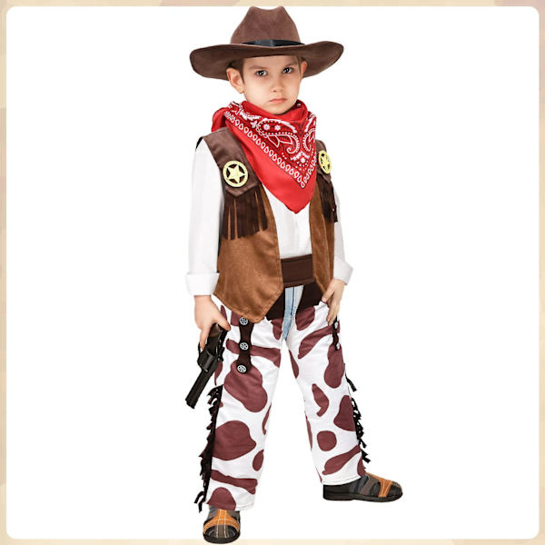 Gutten Western Cowboy Stil Sett For Barn Halloween Fest Kjole Opp, Rollelek Og Cosplay 90