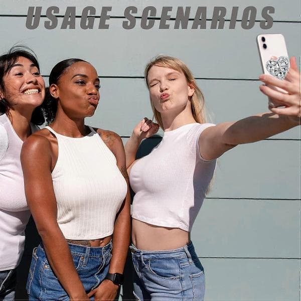 2025 Nyeste 2 x Hjerteformet Telefonholder Søt Diamantgrep Sammenleggbart Stativ for