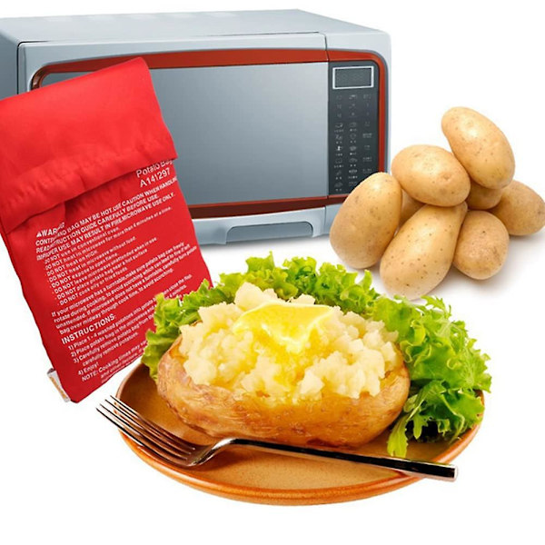 4 st röda återanvändbara mikrovågsugnspåsar för potatis, bakpåsar för potatis, mikrovågsugnspåsar för potatis Express