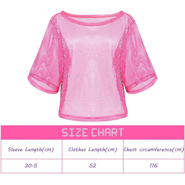 80-luvun Neon Juhla-asusteet Tarvikesetti, 1980-luvun Retro Teemajuhlat Koristelu Asu Naisille Tytöille T-paita-pinkki punainen T-shirt-pink red One size
