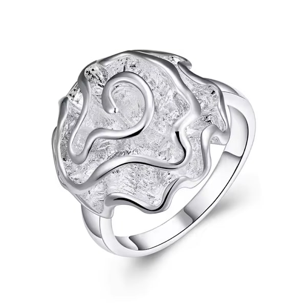 925 Sterling Silver Ring med rosa blomma, charmigt mode smycke, 5-10 7#