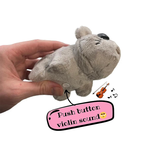 Trist hamster plysch, hamster legetøj, trist hamster meme plysch legetøj med indbygget trykknap violin lyd, Gray