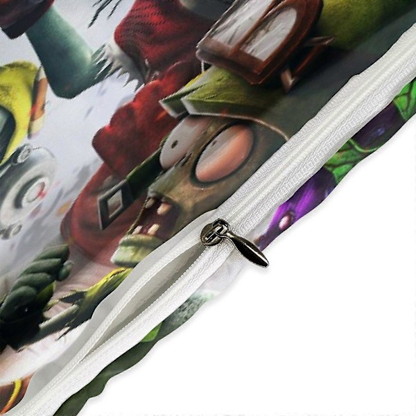 v1411 Plants Vs Zombies Dynesett Tykk Myk 3-delt Sengesett Helårs Dynetrekk med 2 Putetrekk for Voksne Kvinner Jenter Tenåringer Hjem Rom De 135x200cm 53x78in
