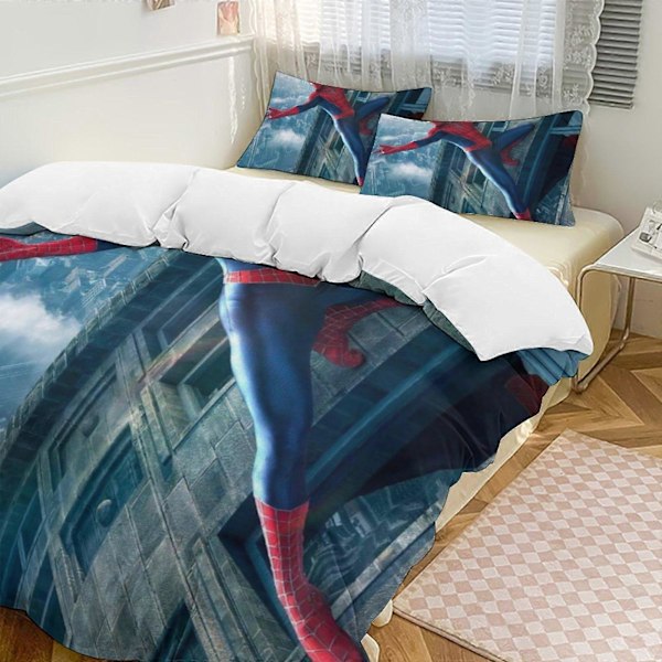 v828 Spider-Man 3-delt sengesett for enkeltseng - Inkluderer 1 enkelt dyne og 2 putetrekk - Falmebestandig mikrofiber - Spider io828 200x200cm 78x78in