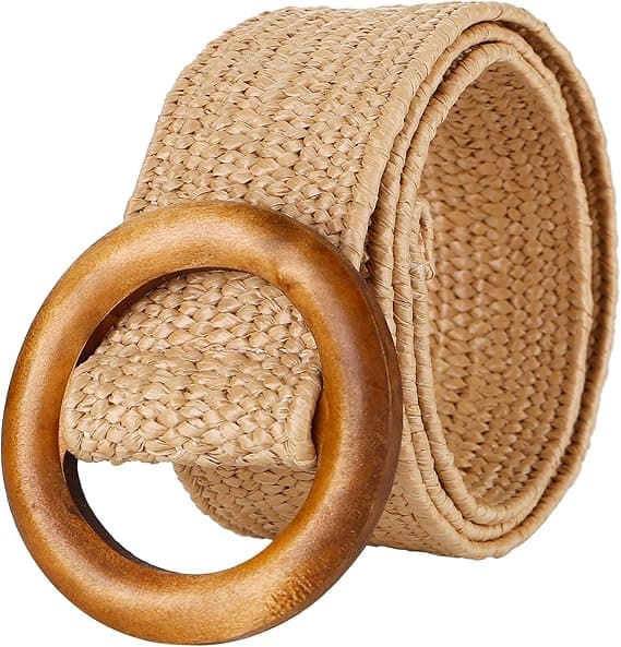 Flettet Rattan Bred Elastisk Stråbelte for Kvinner