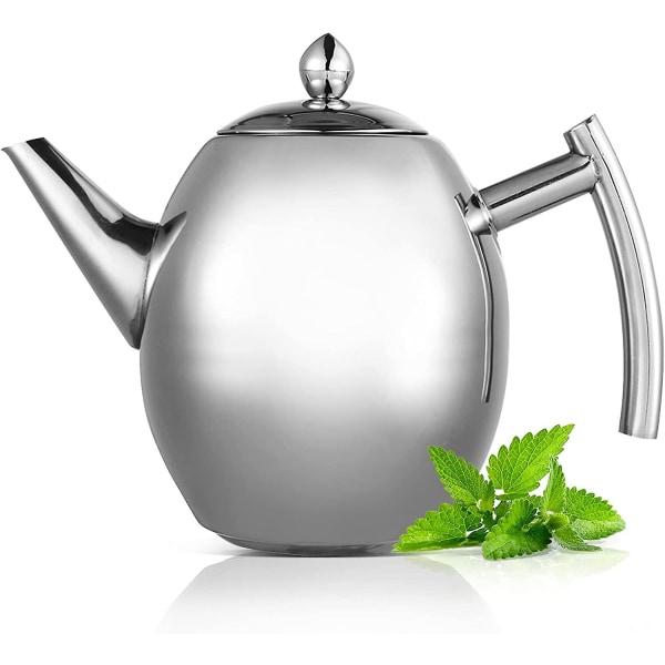 Rustfrit tekande i rustfrit stål til fremstilling af te, kaffedrikke, varmt vand, 1,5 l rustfrit stål vandkande