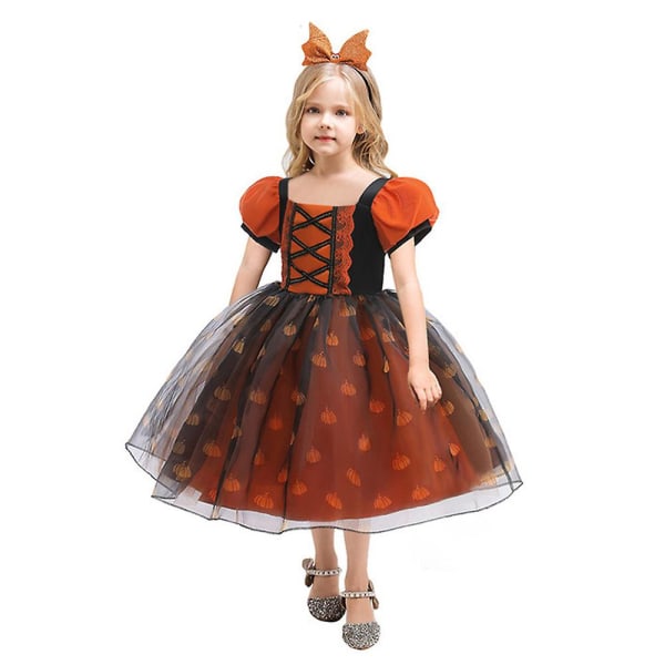 4-8-vuotiaiden tyttöjen Halloween-kurpitsakostyymi Tutu-mekko juhla-asu lahjat 4-5 Years