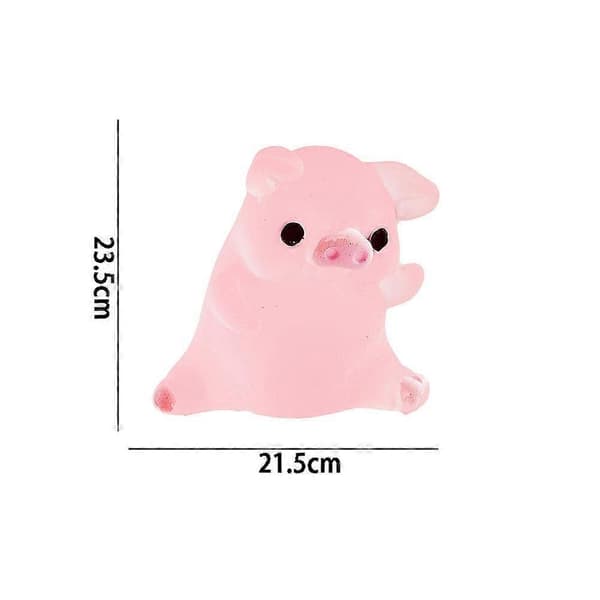 6 stk. Mini Gris Selvlysende i Mørke Mini Harpiksfigur Miniatyr Scene Layout pink 1pcs