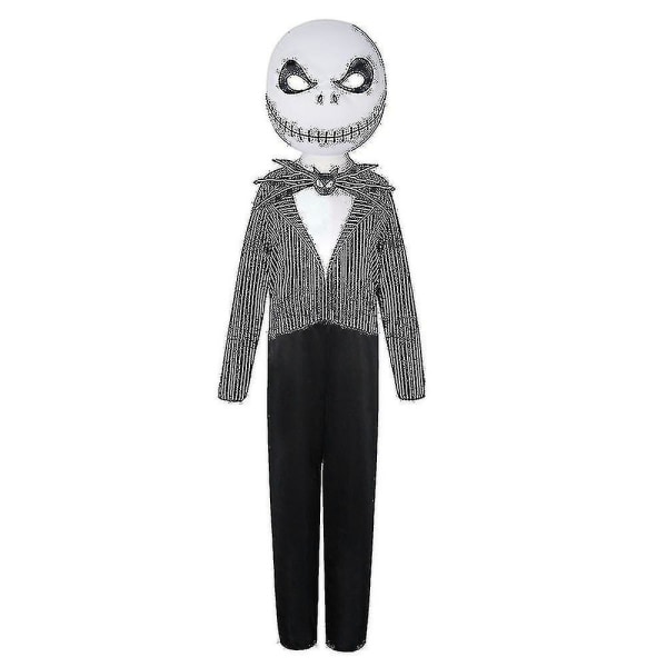 3-14 år barn Halloween Nightmare Jack Skellington Cosplay Jumpsuit med maske 5-7 Years