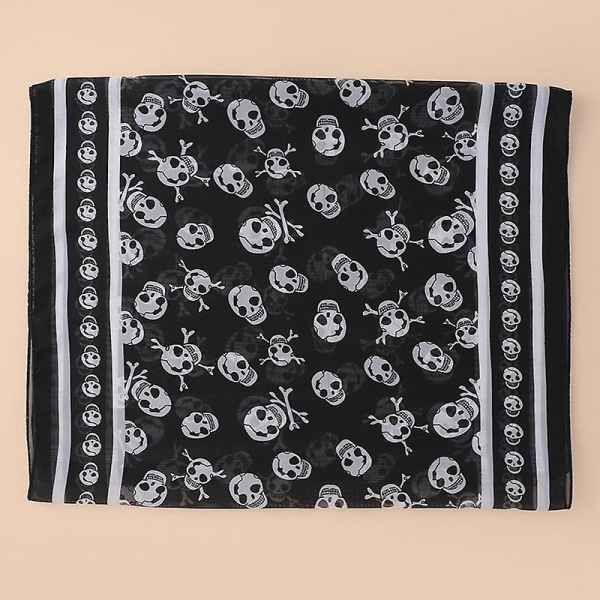 Geometrisk höst sjal | Chiffon Chiffon Scarf | Skull Scarf Scarf | Geometrisk Scarf - Scarf White