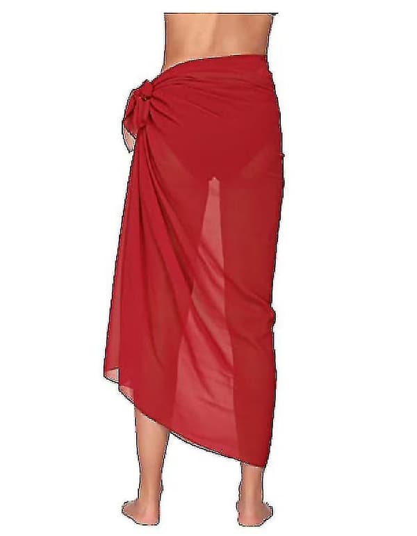 Strandskjørt Pareo Chiffon Bikini Wrap for Kvinner Red