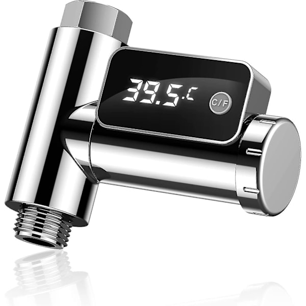 Digitalt brusetermometer Smart vandtemperaturmåler Vandstrømsmåler Termometer med roterende LED-display Badeværelsesvandtemperaturmåler