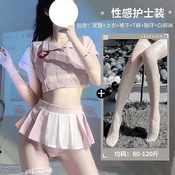 Seksikäs Alusvaatesetti Hoitajan Asussa Houkutteleva Intohimo Pieni Rinnat Seksi Jk Flirtti Pyjamat Kokeileva Av-Näyttelijän Houkutus One Size with stockings