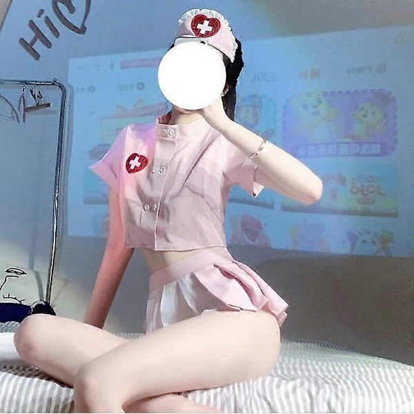 Sexig Lingerie-set med Sjuksköterskeuniform - Seducerande Passion, Liten Byst, Sexig Jk, Flirtande Pyjamas, Kokett Av-Skådespelerska, Frestelse One Size with stockings