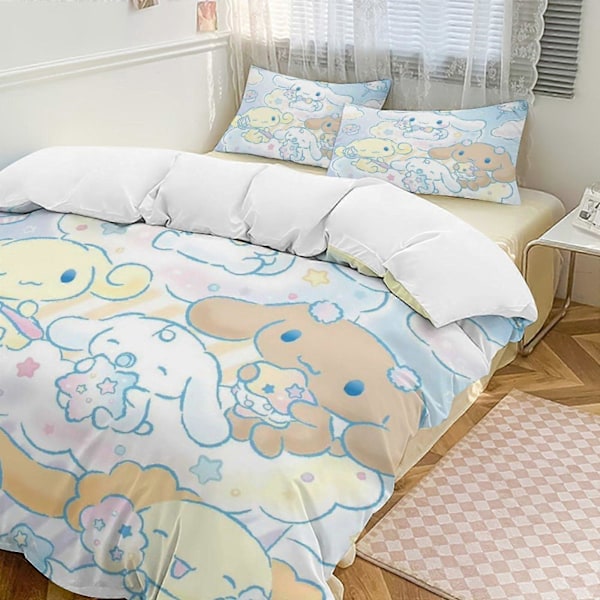 v325 Cinnamoroll 3-delt Tvilling Sengesett - Inkluderer 1 Enkeldyne og 2 Putetrekk Sengetøy - Falmingsbestandig Mikrofiber - Cinnamoroll io325 240x260cm 94x102in