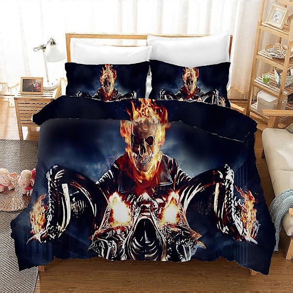 v4747 Sängkläder Ghost Rider Sängset 3 delar Påslakan Örngott Storlekar 3A Sängkläder IU4747 135x200cm 53x78in