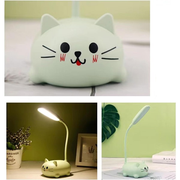 Sød Grøn Mini Katt Natlampe, USB Opladbar, Foldbar til Børns Soveværelse GRØN gRÖN gRÖN