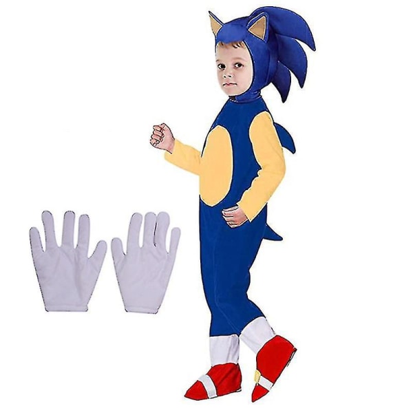 4-12 år Anime Filmkaraktär Cosplay Barnkostym Blixtens Snabbhjälte Overall Ge Presenten Av Handskar S(100-120CM )