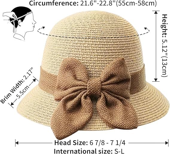 Solhat til kvinder i strå, cloche-hat, sommerhat til kvinder, 1920'er vintage hat, foldbar, pakbar til strandferie