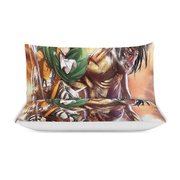 v1225 Attack On Titan Täcke Set Tjockt Mjukt 3 Delars Sängklädesset Året Runt Täcke med 2 Örngott för Vuxna Kvinnor Flickor Tonåringar Hem Rum Deco 200x200cm 78x78in