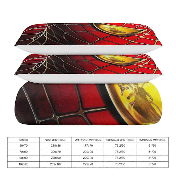 v111 Spider-Man 3-delat Bäddset för Enkelsäng - Inkluderar 1 Enkelt Täcke och 2 Örngott - Färgbeständig Mikrofiber - Spider io111 135x200cm 53x78in
