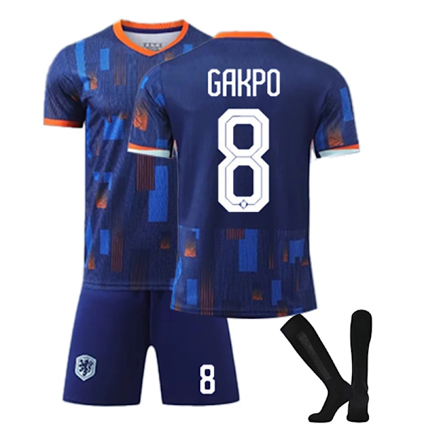 2425 Nederländernas bortatröja GAKPO Fotbollströja med strumpor 26(140-150cm)