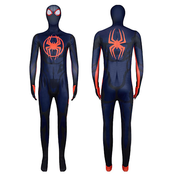 Spider-man Across The Spider-verse Cosplay-asu aikuisille, Spiderman Miles Morales -hyppypuvut Halloween-juhliin naamiaisasu 160